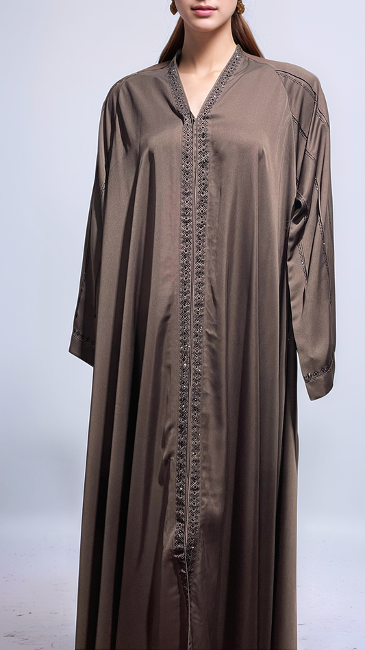 FRONT-OPEN BIG FLARE ONE-PIECE ABAYA