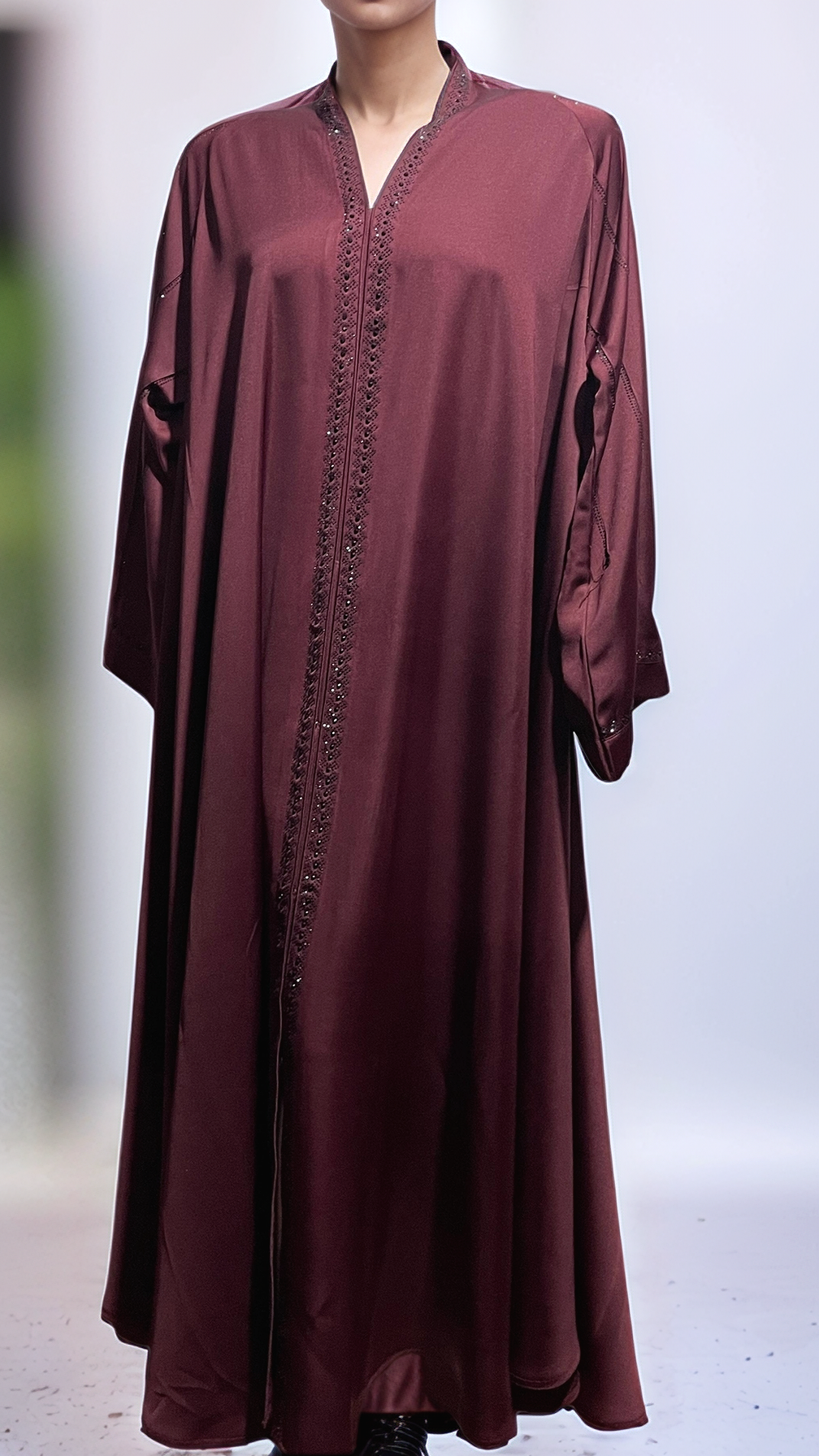 FRONT-OPEN BIG FLARE ONE-PIECE ABAYA