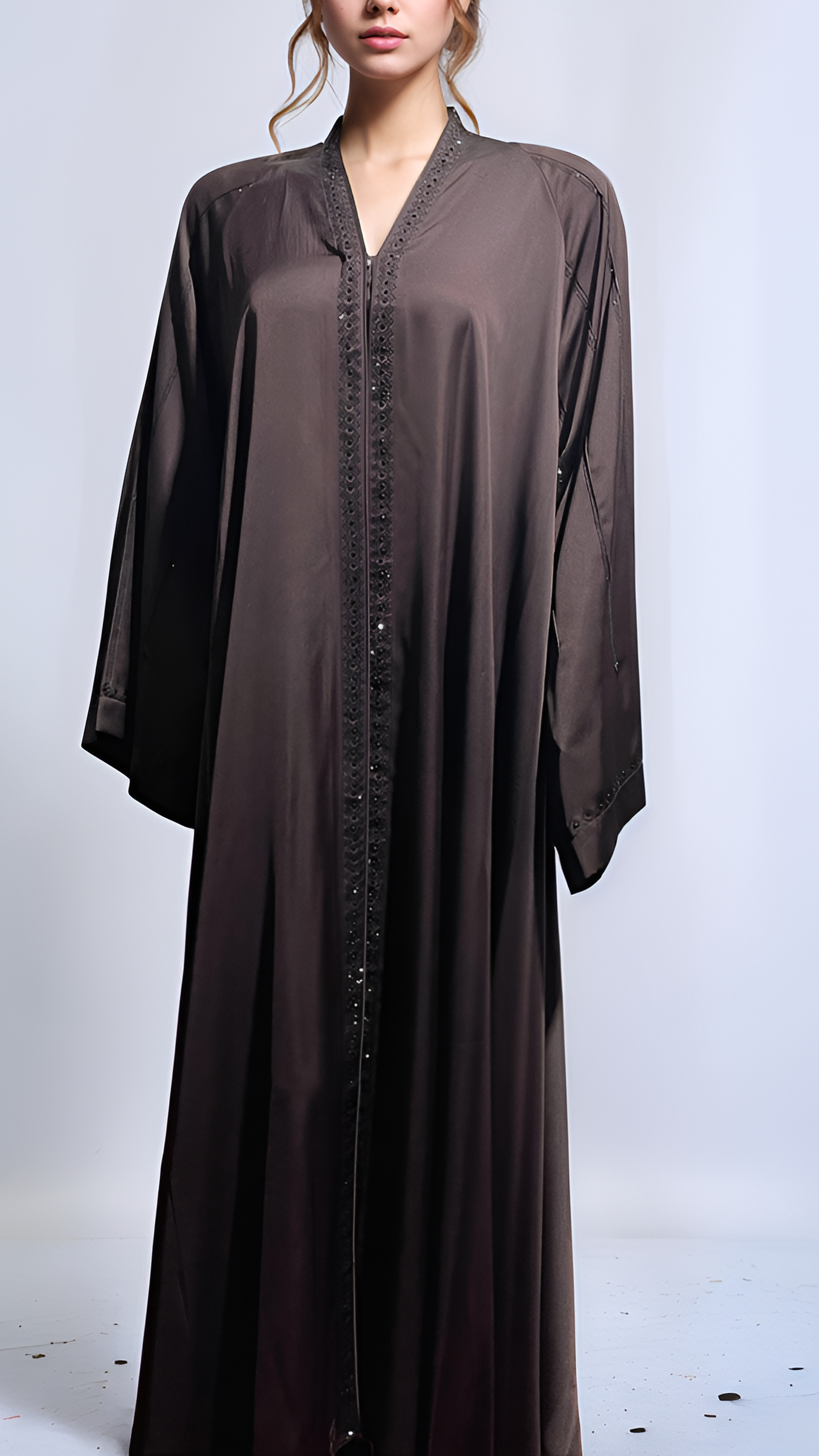 FRONT-OPEN BIG FLARE ONE-PIECE ABAYA