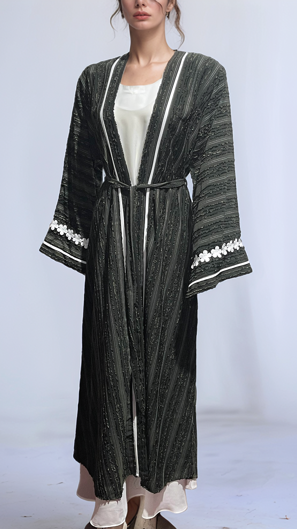 DOUBLE LAYERED BROSHIA ABAYA