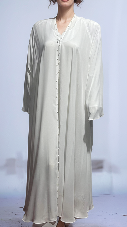 WHITE DOUBLE-LAYERED ABAYA