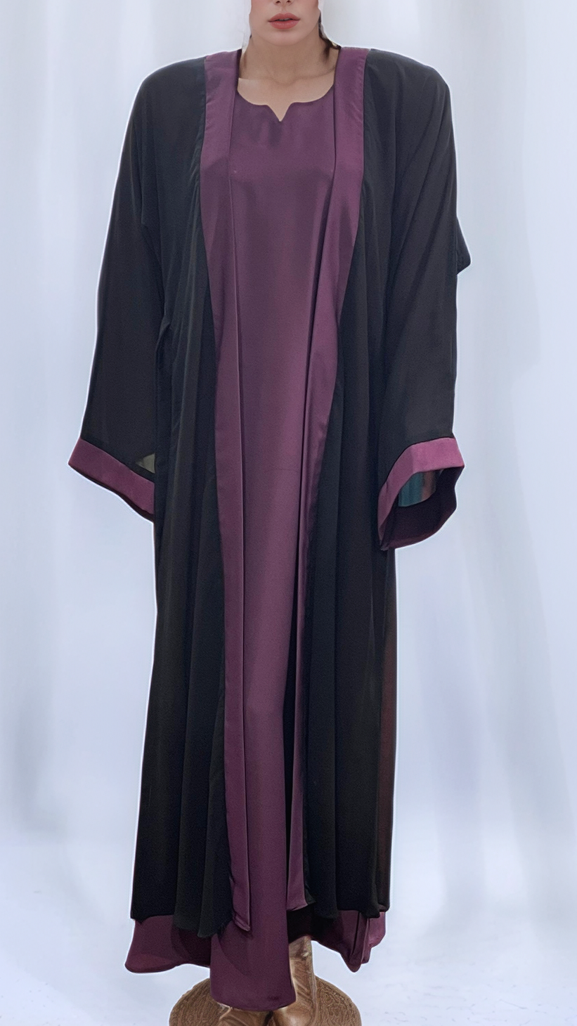 DOUBLE ABAYA WITH BELL-SHAPED SLEEVES